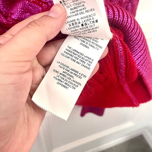 NWT MSGM Metallic Cable Knit Sweater Red Fuchsia Women’s Size M Italy - Picture 7 of 8